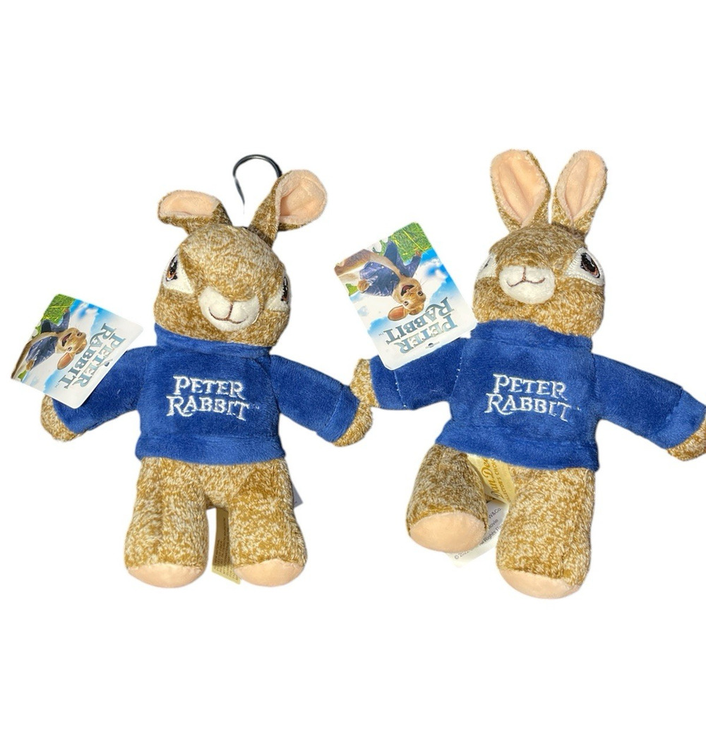 Peter Rabbit Mini Stuffed Plush Backpack Key Clips 6" Bunnies Lot of 2 *NEW*